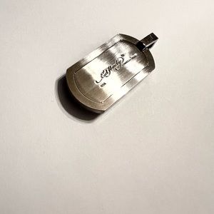 Ed hardy skull and rose dog tag with white sapphire stones